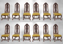 A Very Rare Set of Twelve Anglo Dutch Queen Anne Walnut Side Chairs from a Design by Daniel Marot